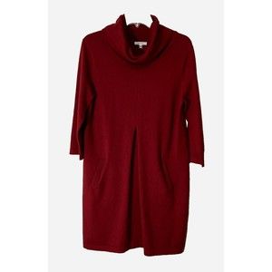 Tyler Boe Kim Cowl Dress Crimson Red Cashmere Cotton Medium Pockets